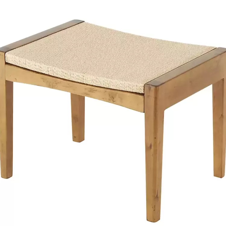 Woven Rope and Birch Wood Stool Ottoman>Kirklands Home Online