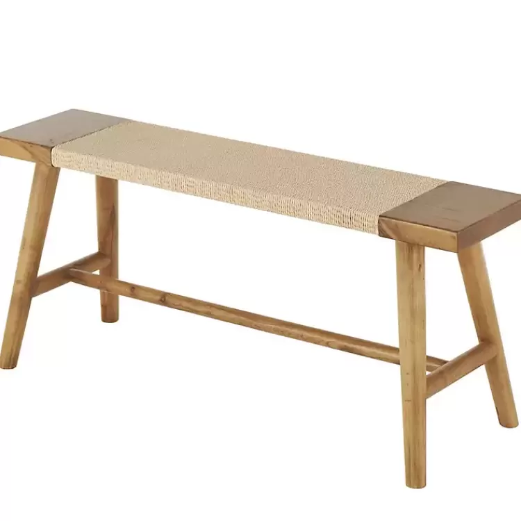 Woven Rope Narrow Wood Bench>Kirklands Home Online
