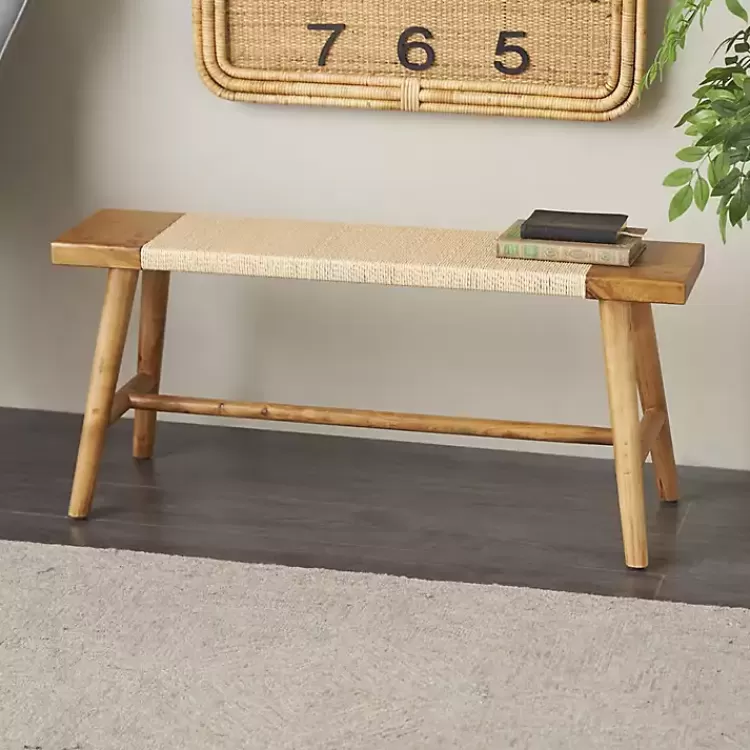 woven_rope_narrow_wood_bench_6.webp Woven Rope Narrow Wood Bench>Kirklands Home Online