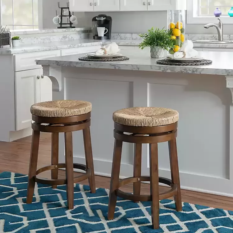 Woven Seagrass Walnut Wood Swivel Counter Stool>Kirklands Home Online