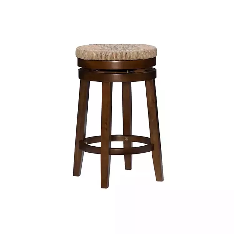 Woven Seagrass Walnut Wood Swivel Counter Stool>Kirklands Home Online