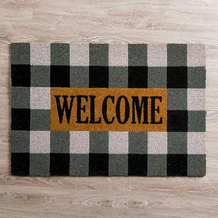 XL Black and White Buffalo Check Welcome Doormat>Kirklands Home Shop