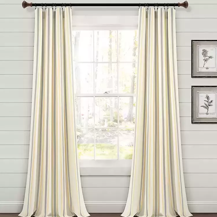 Yellow & Gray Farmhouse Curtain Panel Set, 95 in.>Kirklands Home Fashion