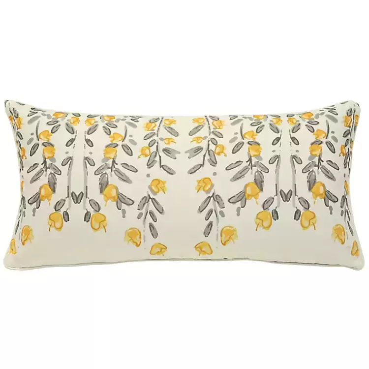 Yellow & Gray Floral Outdoor Pillow>Kirklands Home Shop