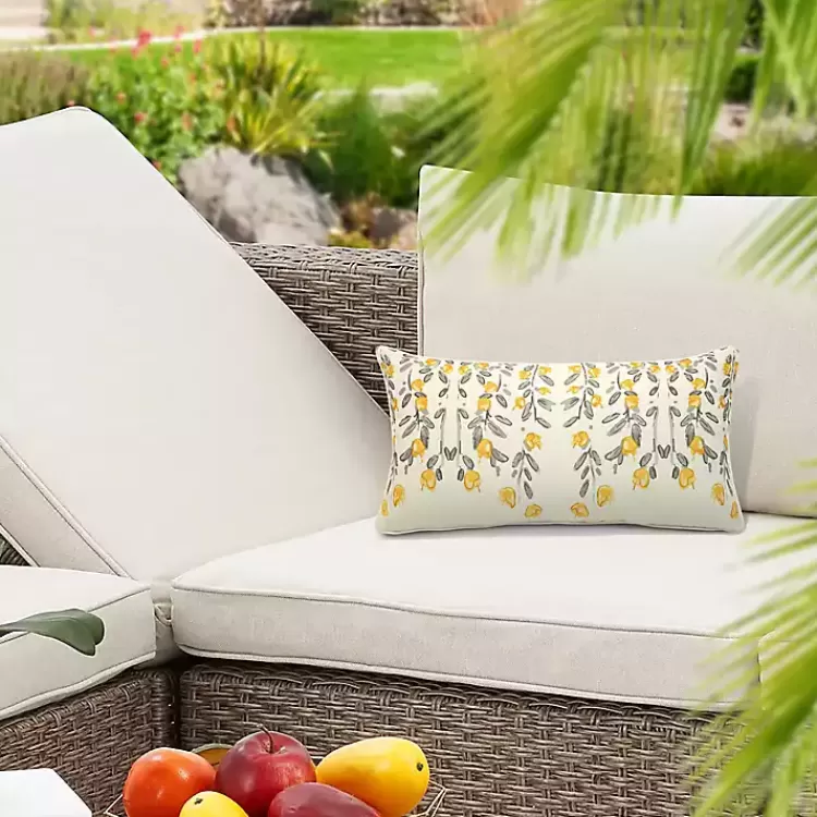 Yellow & Gray Floral Outdoor Pillow>Kirklands Home Shop