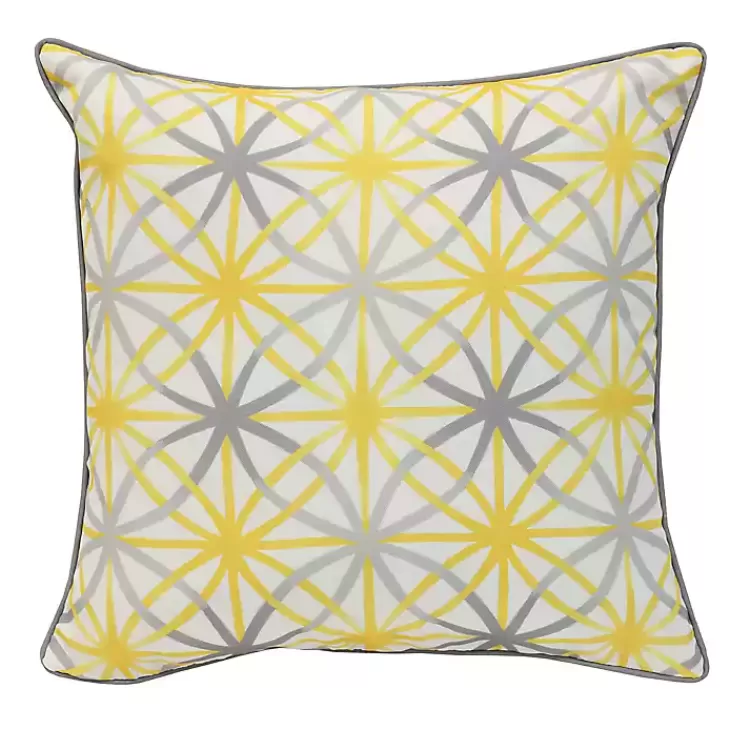 Yellow & Gray Geometric Flowers Outdoor Pillow>Kirklands Home Online