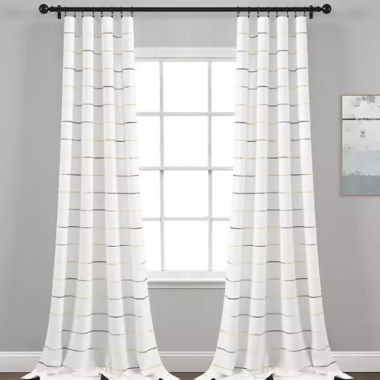 Yellow and Gray Stripe Curtain Panel Set, 95 in.>Kirklands Home Clearance