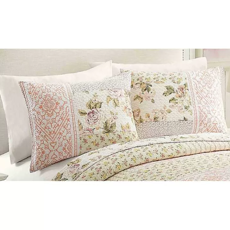 Yellow and Pink Patchwork Blooms Full/Queen Quilt>Kirklands Home Fashion