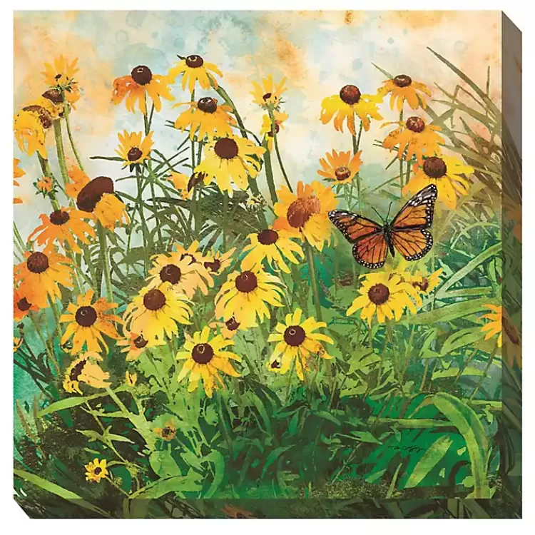Yellow Flowers Outdoor Canvas Art Print>Kirklands Home Store