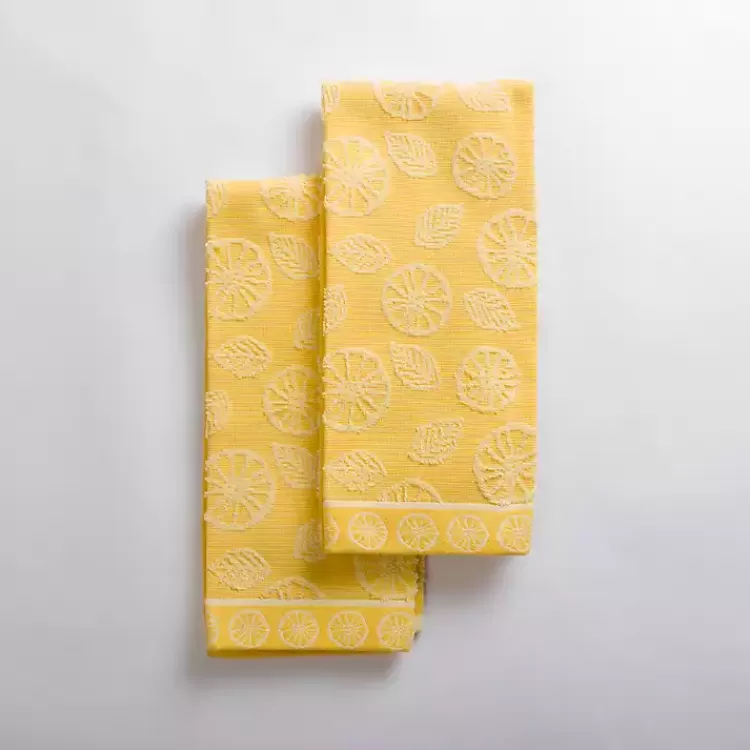 Jacquard Lemons Kitchen Towels, Set of 2>Kirklands Home Discount