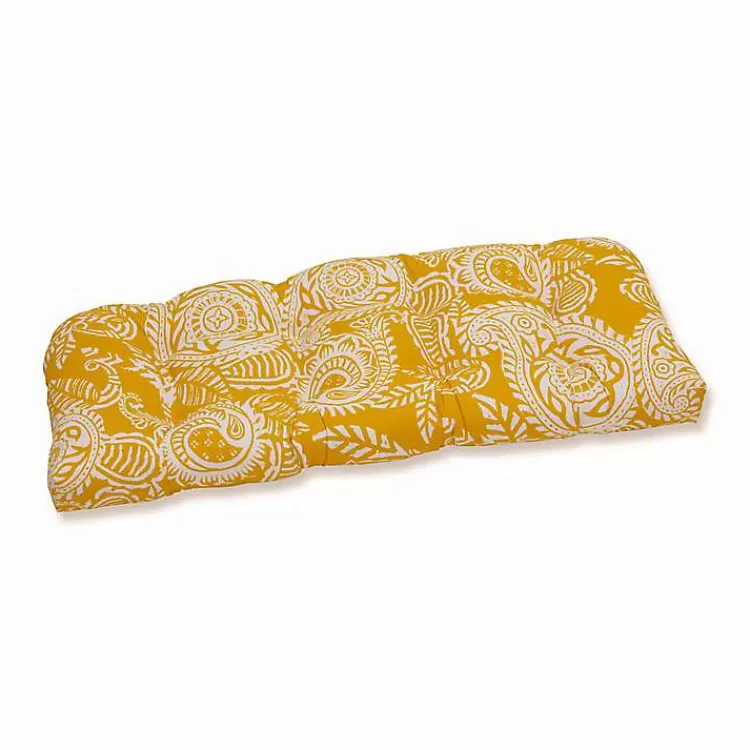 Yellow Paisley Outdoor Settee Cushion>Kirklands Home Discount
