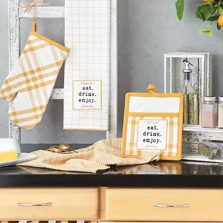 yellow_plaid_eat_drink_enjoy_pc_dish_towel_set_5.webp Yellow Plaid Eat Drink Enjoy 4-pc. Dish Towel Set>Kirklands Home New