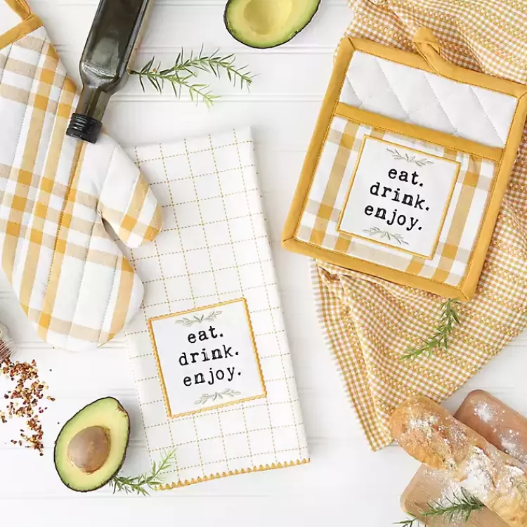 yellow_plaid_eat_drink_enjoy_pc_dish_towel_set_6.webp Yellow Plaid Eat Drink Enjoy 4-pc. Dish Towel Set>Kirklands Home New
