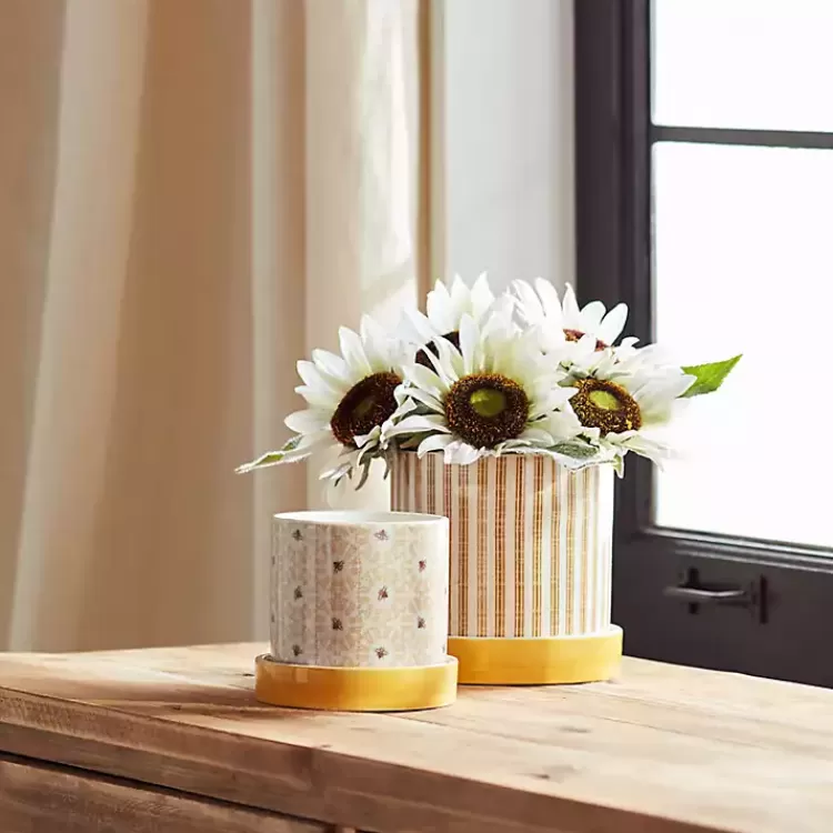 yellow_striped_and_bee_decorative_pots_set_of__3.webp Yellow Striped and Bee Decorative Pots, Set of 2>Kirklands Home Sale