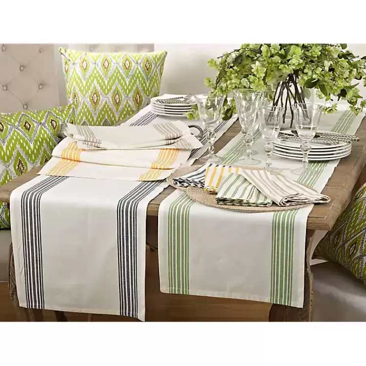 Yellow Striped Border Table Runner>Kirklands Home Hot