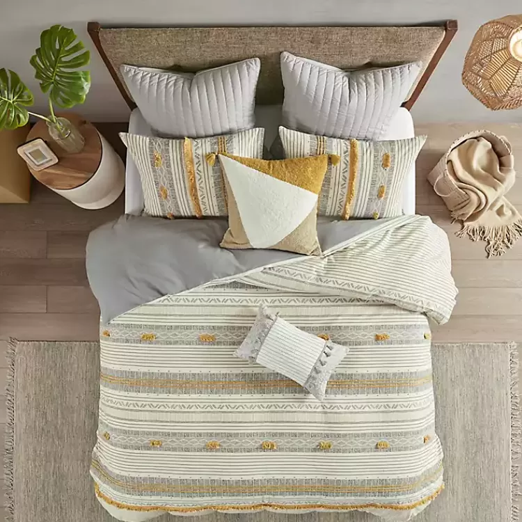 yellow_striped_pom_pom_pc_fullqueen_duvet_set_2.webp Yellow Striped Pom Pom 3-pc. Full/Queen Duvet Set>Kirklands Home Online